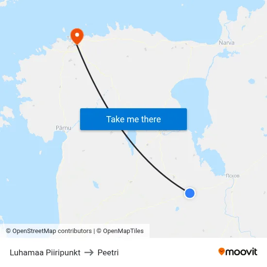 Luhamaa Piiripunkt to Peetri map