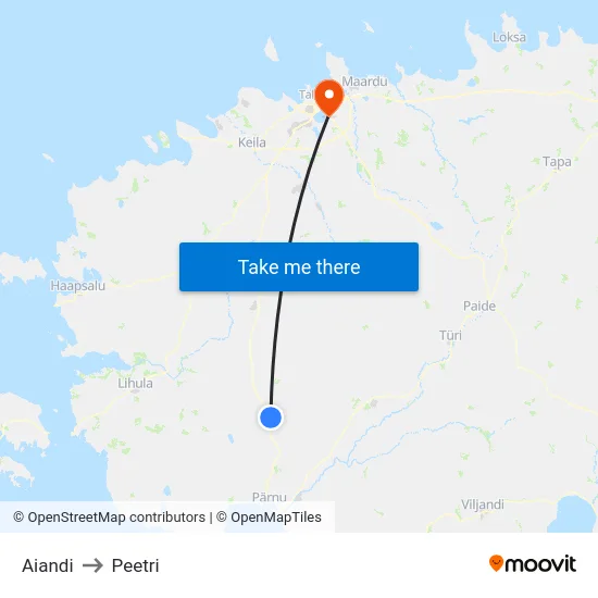 Aiandi to Peetri map