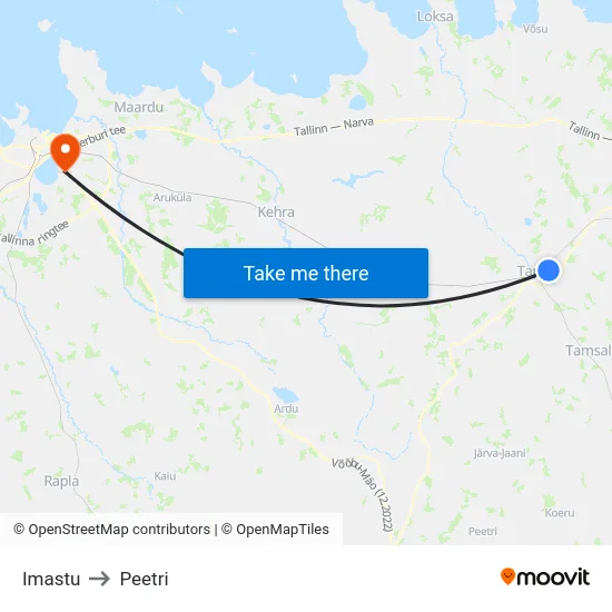 Imastu to Peetri map