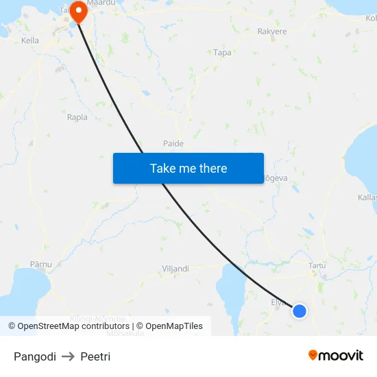 Pangodi to Peetri map