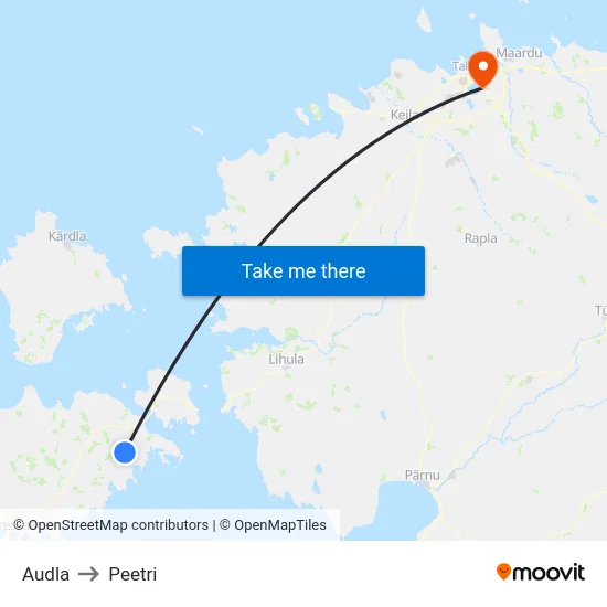 Audla to Peetri map