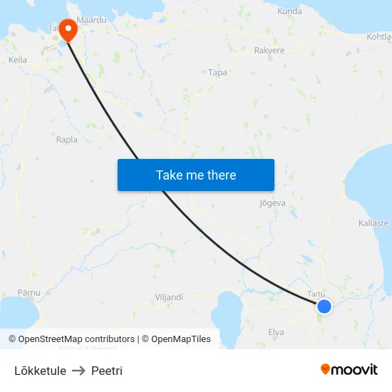 Lõkketule to Peetri map