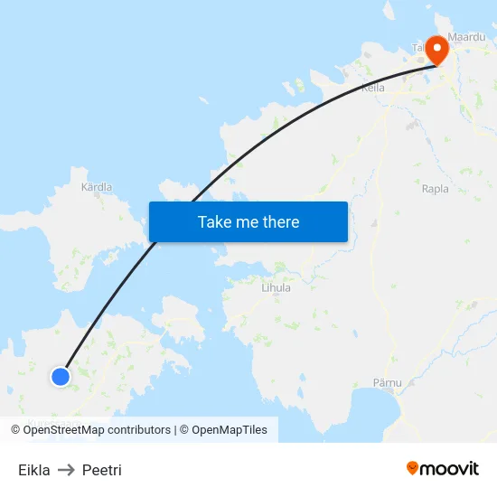 Eikla to Peetri map