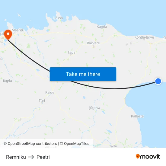 Remniku to Peetri map