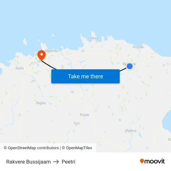 Rakvere Bussijaam to Peetri map