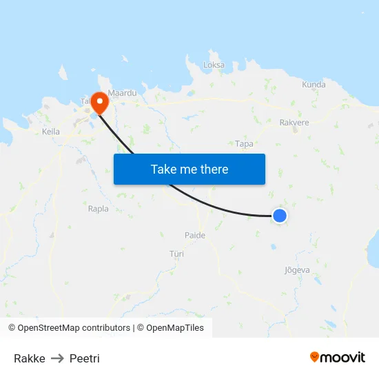 Rakke to Peetri map