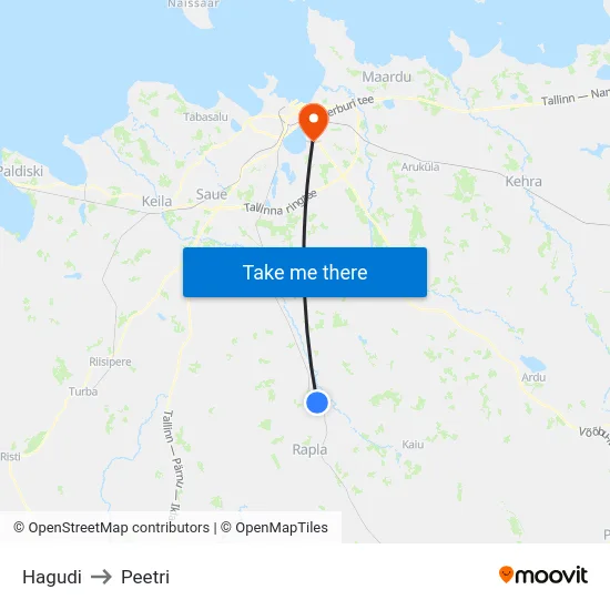 Hagudi to Peetri map