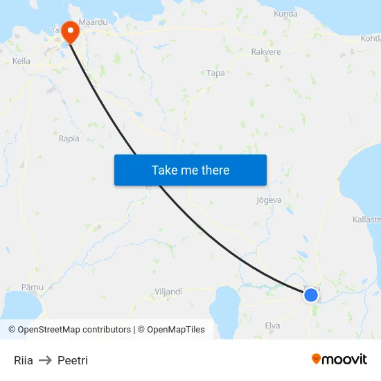 Riia to Peetri map