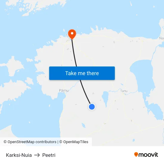 Karksi-Nuia to Peetri map