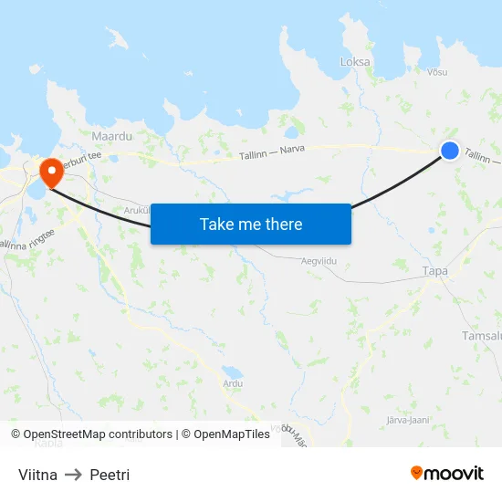 Viitna to Peetri map