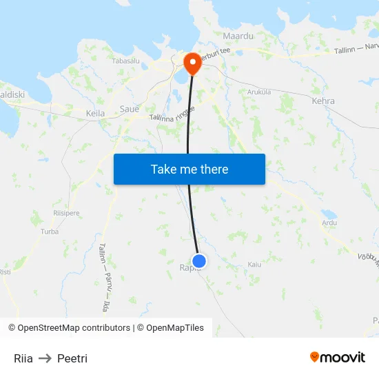 Riia to Peetri map