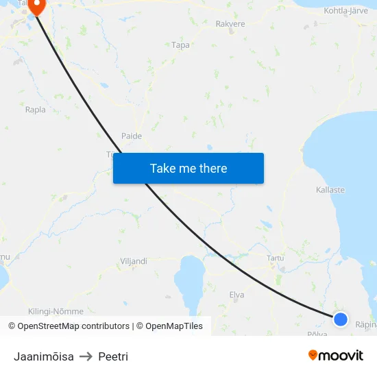 Jaanimõisa to Peetri map