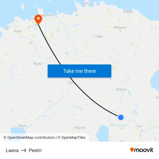 Laeva to Peetri map