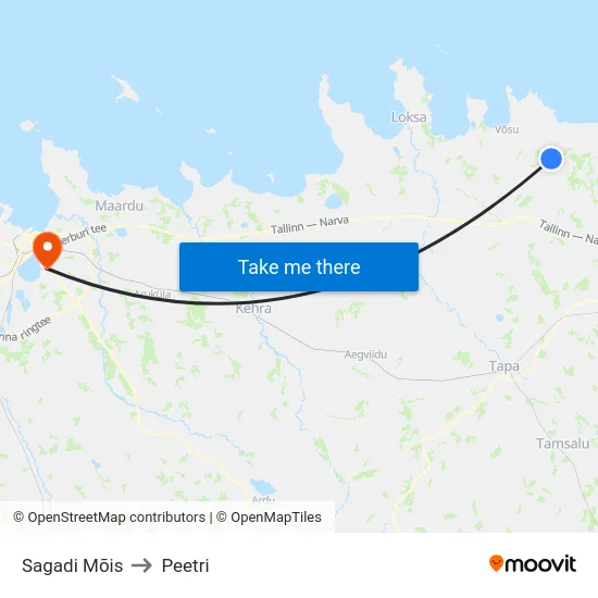 Sagadi Mõis to Peetri map