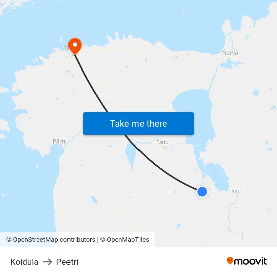 Koidula to Peetri map