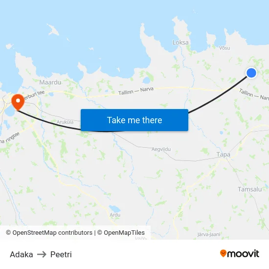 Adaka to Peetri map