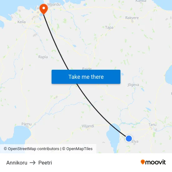 Annikoru to Peetri map