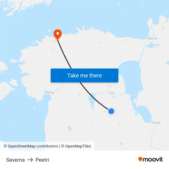 Saverna to Peetri map