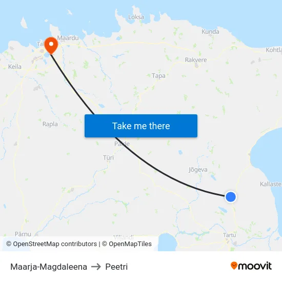 Maarja-Magdaleena to Peetri map