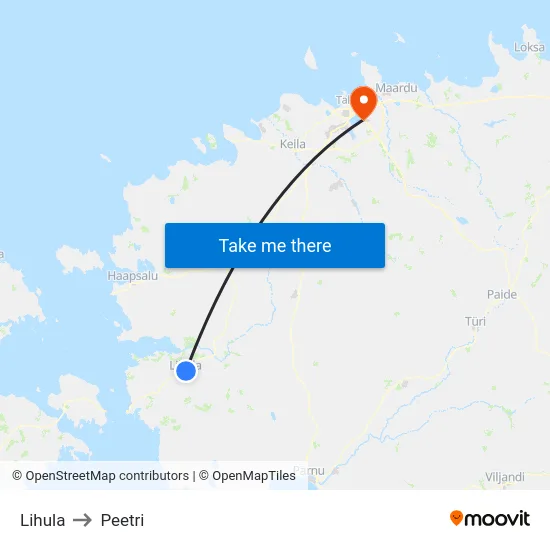 Lihula to Peetri map