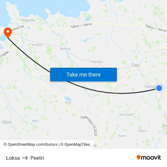 Loksa to Peetri map