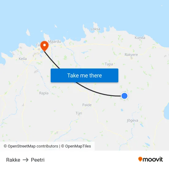 Rakke to Peetri map