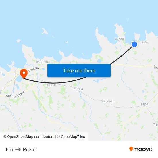 Eru to Peetri map