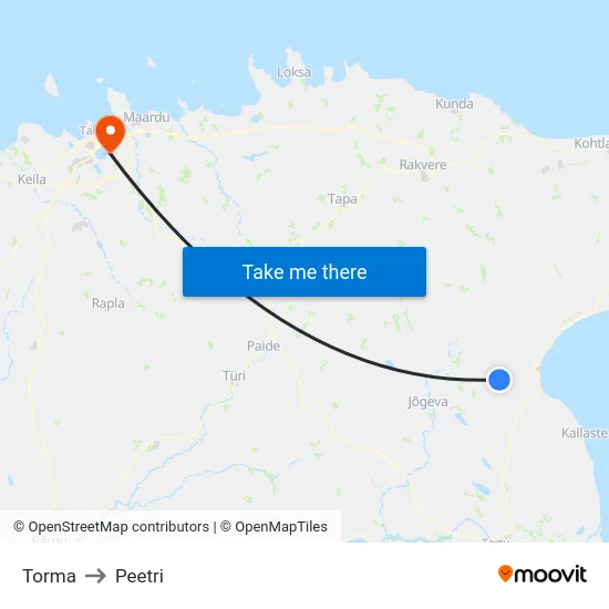 Torma to Peetri map