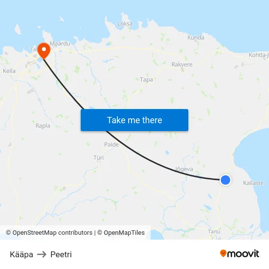 Kääpa to Peetri map