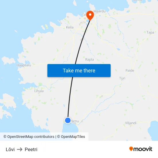 Lõvi to Peetri map