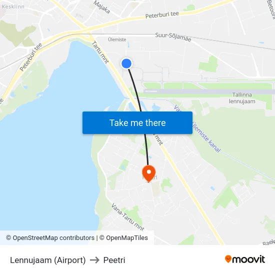 Lennujaam (Airport) to Peetri map