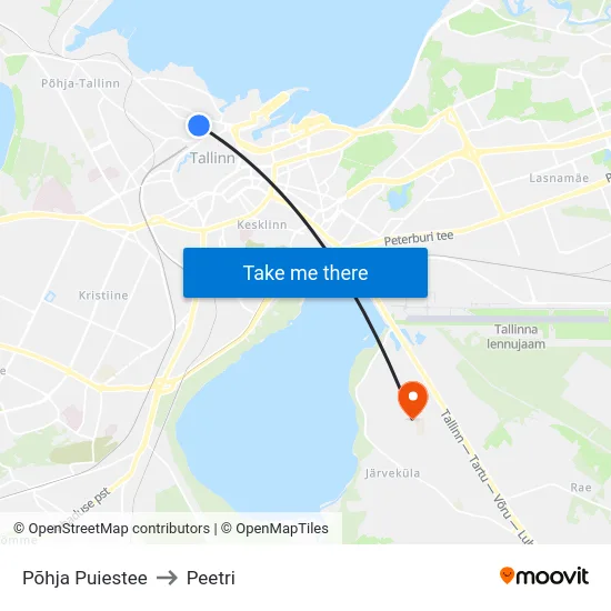 Põhja Puiestee to Peetri map