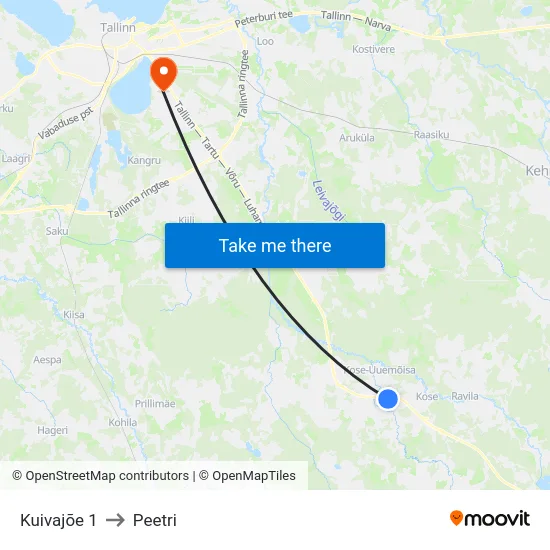 Kuivajõe 1 to Peetri map