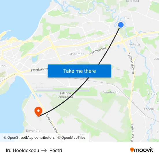 Iru Hooldekodu to Peetri map