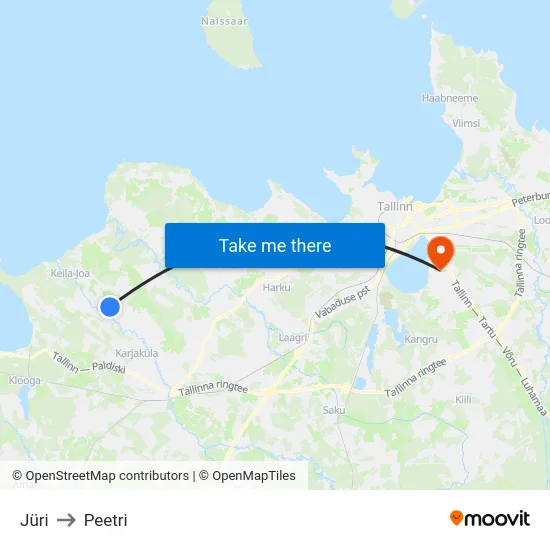Jüri to Peetri map