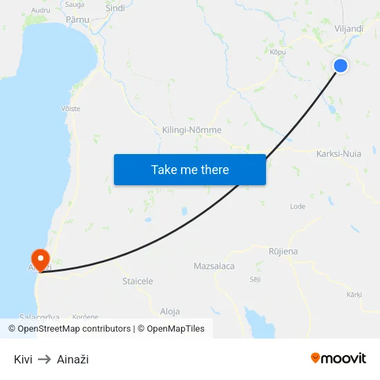 Kivi to Ainaži map