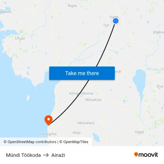 Mündi Töökoda to Ainaži map