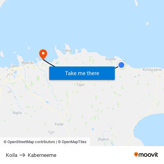 Koila to Kaberneeme map