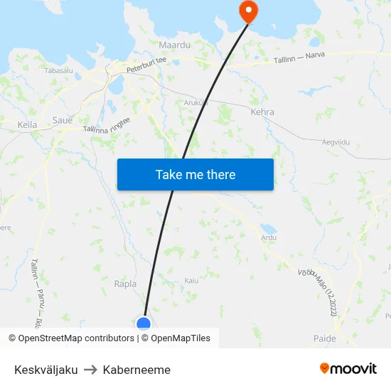 Keskväljaku to Kaberneeme map