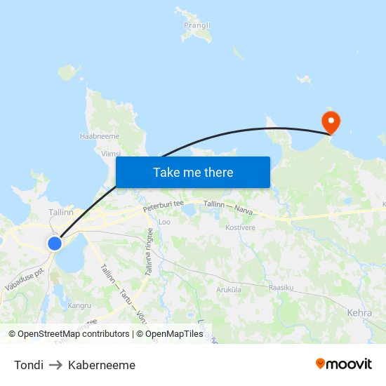 Tondi to Kaberneeme map