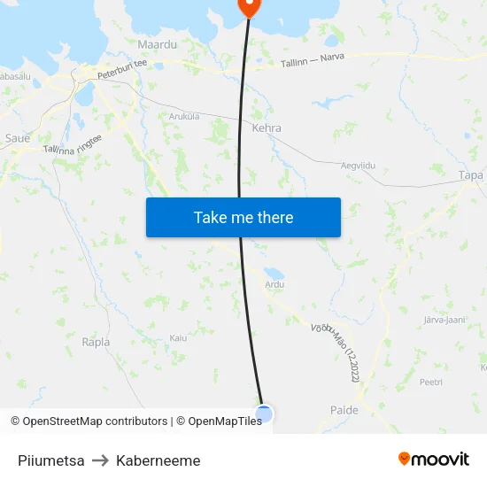 Piiumetsa to Kaberneeme map
