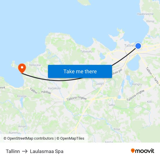 Tallinn to Laulasmaa Spa map
