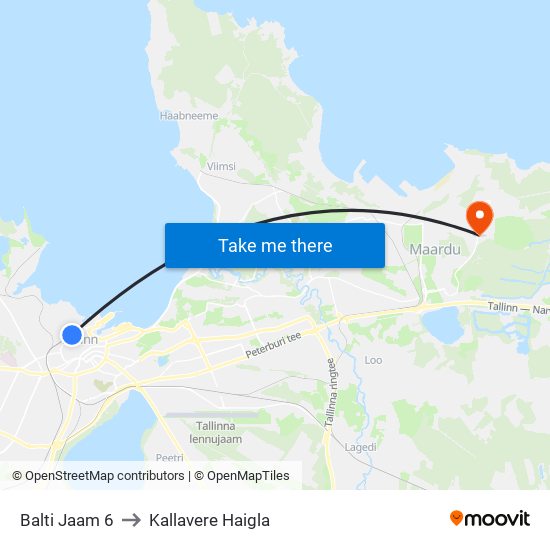 Balti Jaam 6 to Kallavere Haigla map