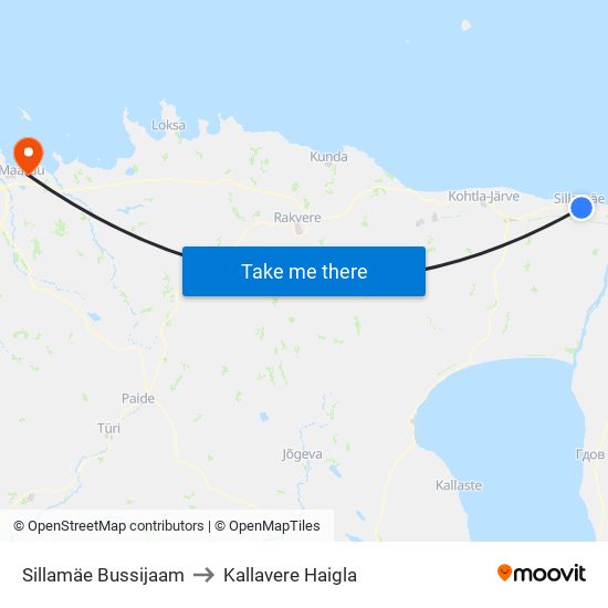 Sillamäe Bussijaam to Kallavere Haigla map