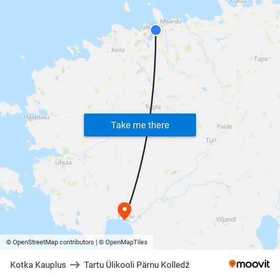 Kotka Kauplus to Tartu Ülikooli Pärnu Kolledž map