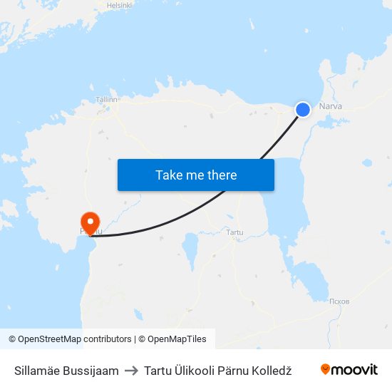 Sillamäe Bussijaam to Tartu Ülikooli Pärnu Kolledž map