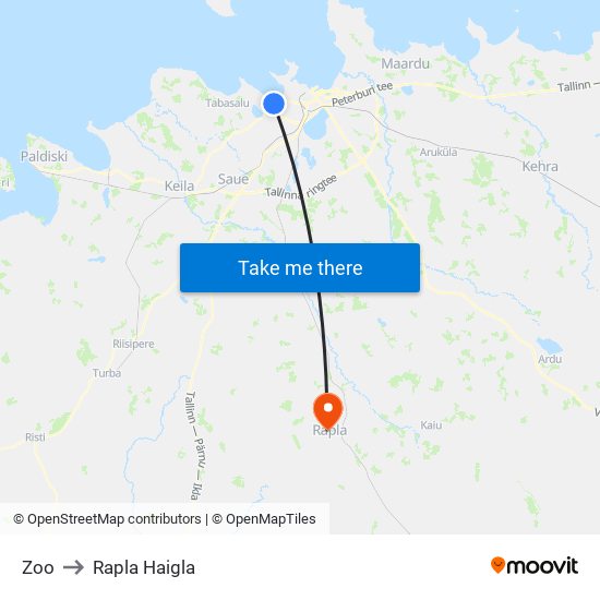 Zoo to Rapla Haigla map