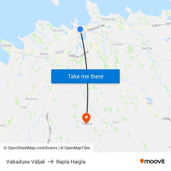 Vabaduse Väljak to Rapla Haigla map