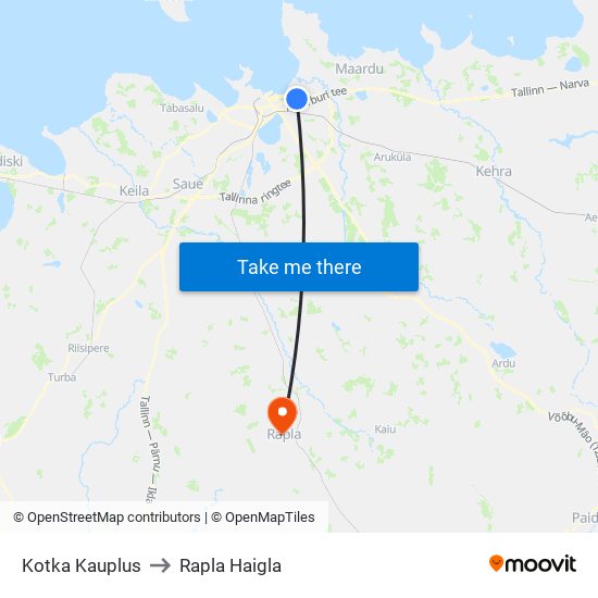 Kotka Kauplus to Rapla Haigla map