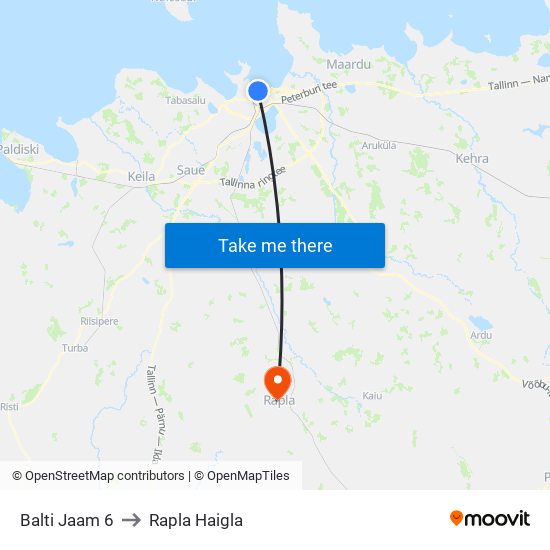 Balti Jaam 6 to Rapla Haigla map